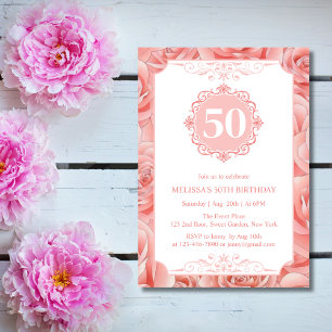 Convites Rosas cor-de-rosa primavera Blossom Floral Anivers