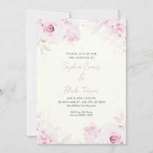 Convites Rosas Cor-de-Rosa Românticas Casamento Amarelo Cla