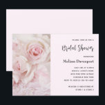 Convites Rosas Cor-de-Rosa Vintage & Renda Elegante - Chá d<br><div class="desc">Convite de chá de noiva com uma fotografia de um buquê de rosas cor-de-rosa colocado em uma configuração coberta de renda. Elegância vintage.</div>