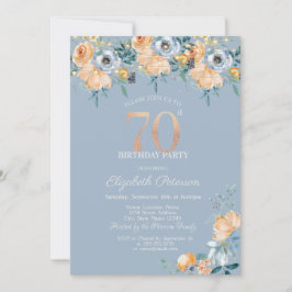 Convites Rosas Cordas Luzes Azuis Dusty 70 Aniversário