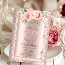 Rosas, Coroa de Moldura com Brilho em Dourado Rosa