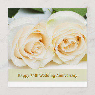 Convites Rosas creme branco, 75º Aniversário de Casamento