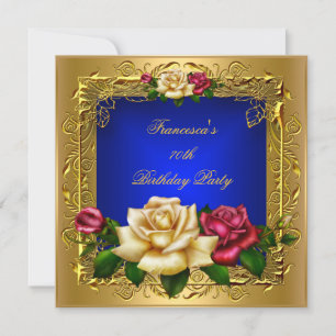 Convites Rosas Creme Vermelho Azul Real Dourado Elegante An