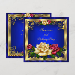 Convites Rosas Creme Vermelho Azul Real Dourado Festa de An