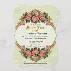 Convites rosas da 75ª Festa de aniversário com brilho Doura