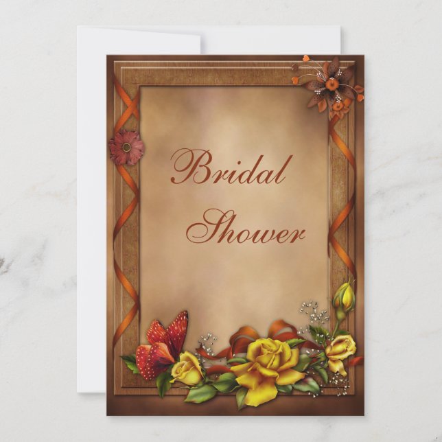 Convites Rosas da queda & chá de panela elegantes da (Frente)