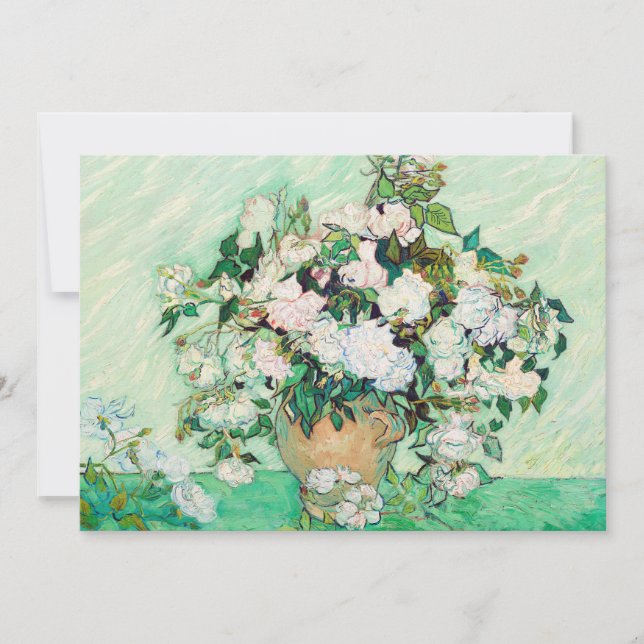 Convites Rosas da vida ininterrupta em um vaso por Vincent  (Frente)