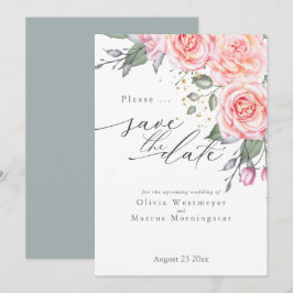 Convites Rosas de algodão rosado russo salvam a data