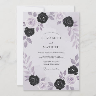 Convites Rosas de Ámbar Preto Casamento