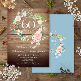 Convites Rosas de Aniversário de 60 Anos de Casamento em Ma