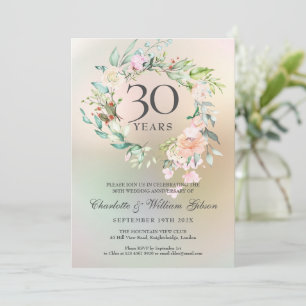 Convites Rosas de Aniversário de Casamento de 30 Anos Flora
