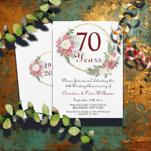 Convites Rosas de Aniversário do Casamento de Platinum 70