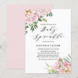 Convites Rosas de Aquarela Cor-de-Água Cor-de-Rosa Floral B