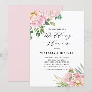 Convites Rosas de Aquarela Cor-de-Água Rosa Brilhantes Ch