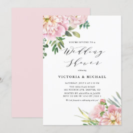 Convites Rosas de Aquarela Cor-de-Água Rosa Brilhantes Chá