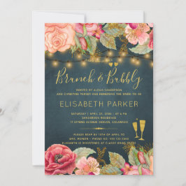 Convites Rosas de aquarela cor-de-ouro cor-de-rosa, marinho