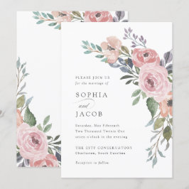 Convites Rosas de aquarela sutil | Casamento