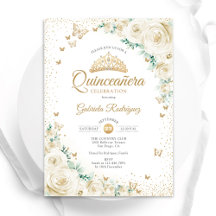 Rosas de Aquarelas Cream Dourado Quinceanera Flora