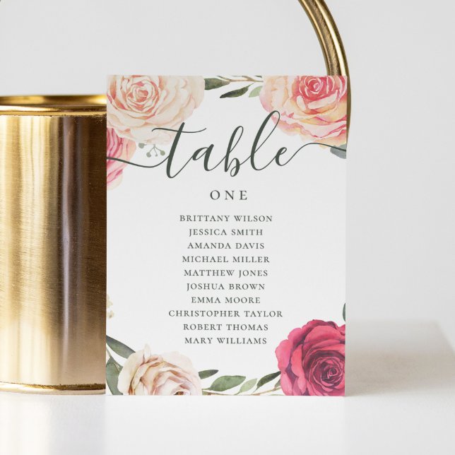 Convites Rosas de aquarelas. Gráfico de assentos de casamen (Criador carregado)