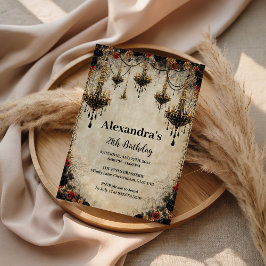 Convites Rosas de Arandela Gótica de Aniversário