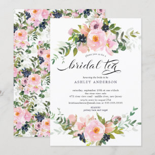 Convites Rosas de blush e Chá de panela de peônias Chá d
