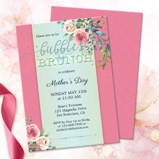 Convites Rosas de Blush Watercolor e Brunch