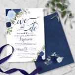 Convites Rosas De Boho Azul Elegantes Ainda Fazemos Renovaç<br><div class="desc">Este belo convite para renovação de promessas de casamento apresenta um design bócio rústico com rosas de cor d'água pintados à mão em tons de azul empoeirado, marinho e índigo. O texto diz "nós ainda fazemos" e é escrito em elegante escrita caligrafia. É uma maneira bonita de convidar seus amigos...</div>