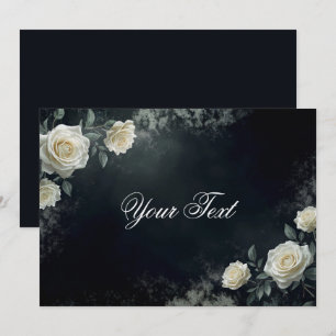 Convites Rosas de casamento brancas elegantes em fundo pret