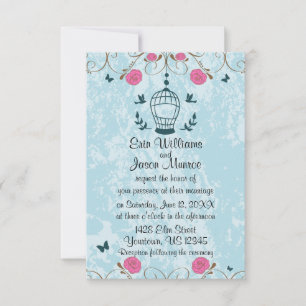 Convites Rosas de Casamento de Aves da Bird