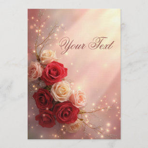 Convites Rosas de casamento de fantasia vermelhas e rosadas