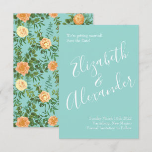Convites Rosas De Casamento De Peach Aqua Teal Floral