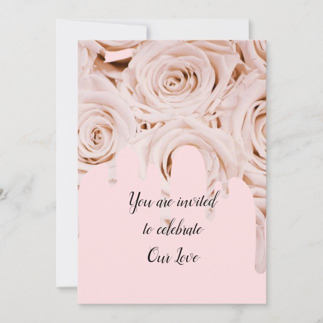 Convites Rosas de casamento pingam texto elegante para cali (Frente)