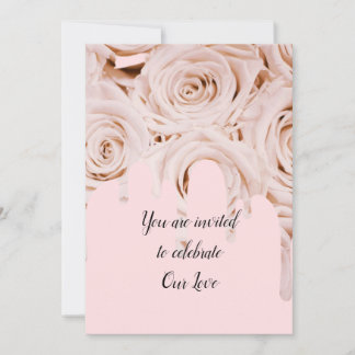 Convites Rosas de casamento pingam texto elegante para cali