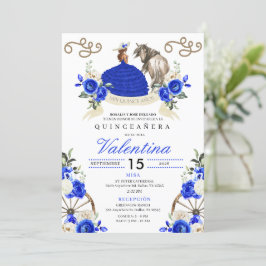 Convites Rosas de Cavalo Real Blue Ranch Charro Quinceañera