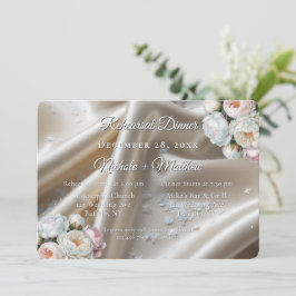 Convites Rosas de Cetim Branco Casamento