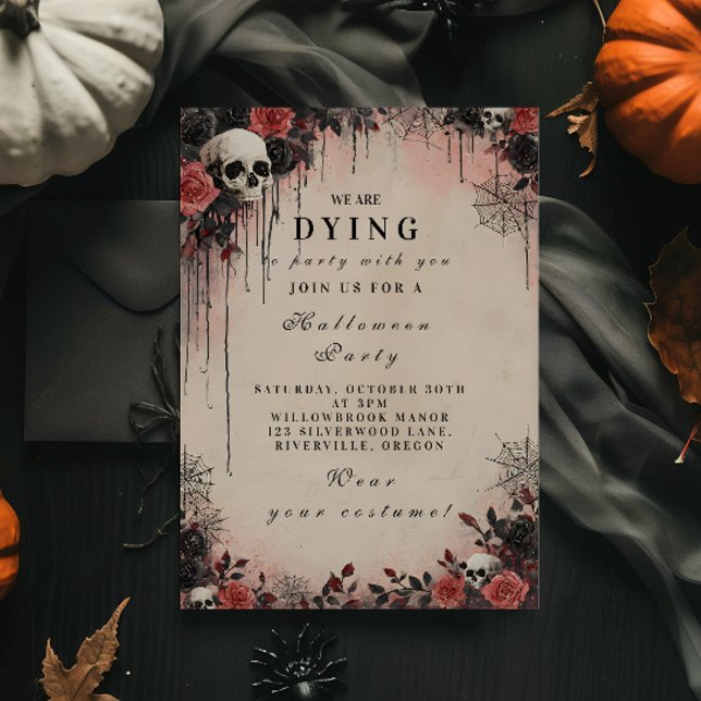 Convites Rosas de Crimson Halloween Noite (Criador carregado)