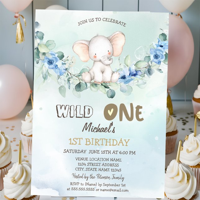 Convites Rosas de Elefante de Aquarela Deixam 1rua (Criador carregado)