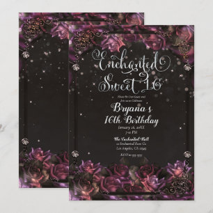 Convites Rosas de Frutas Encantadas Floral Escuro Doce Fest