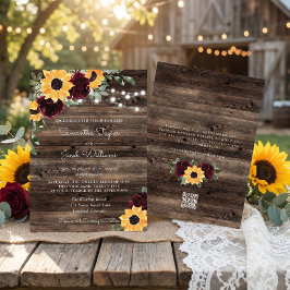 Convites Rosas de Girassol Celeiro Código QR Casamento