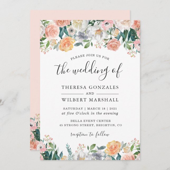 Convites Rosas De Jardim Casamento Floral (Frente/Verso)