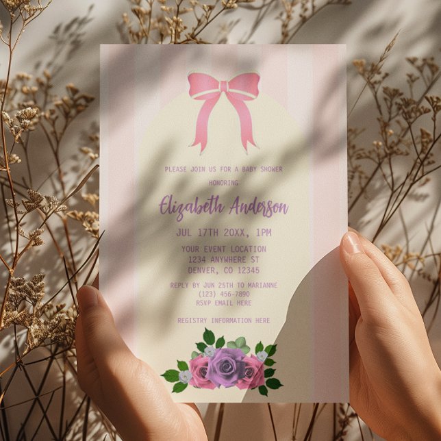 Convites Rosas de jardim Chá de fraldas rosa (Criador carregado)