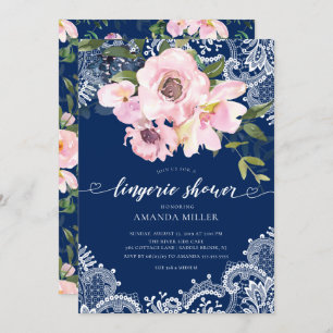 Convites Rosas de lâmina e Chá de Lingerie de renda