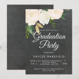 Convites Rosas de marfim e Festa de formatura brilhante