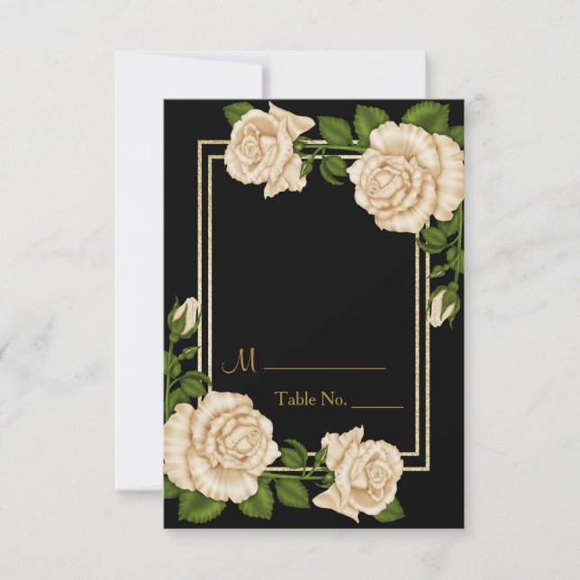 Convites Rosas de marfim elegantes e número de tabela de br (Frente)