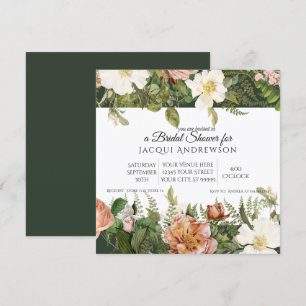 Convites Rosas de Marfim rosa verde Floral Chá de panela