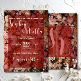 Convites Rosas de Outono Casamento Floral Elegante