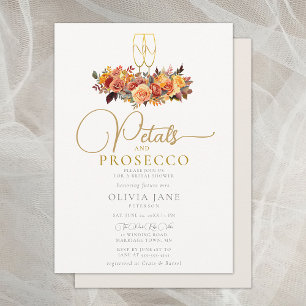 Convites Rosas de outono de Petals Prosecco Chá de panela