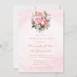 Convites Rosas de Pastel de Aquarela