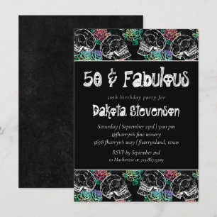 Convites Rosas de Pastel do Crânio do Açúcar   50.o aniv