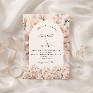 Convites Rosas de pêssego de creme florais arco casamento e